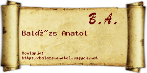 Balázs Anatol névjegykártya